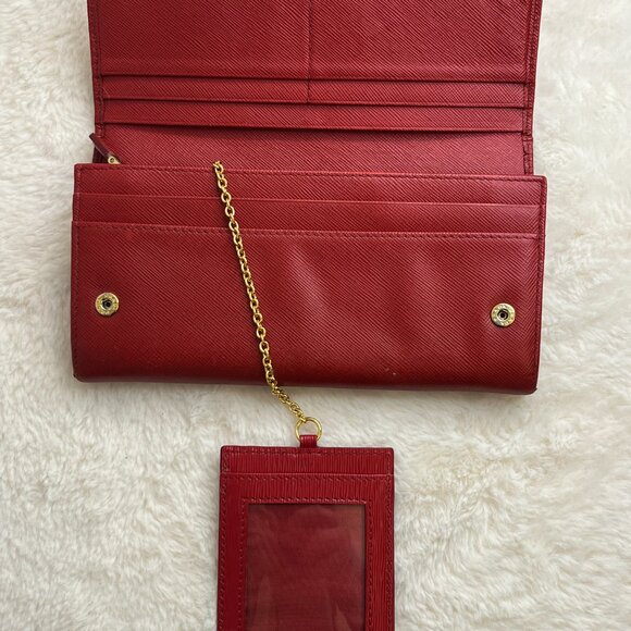 Pre-Loved Prada Red Saffiano Fiocco Bow Long Bifold Wallet - Picture 13 of 16